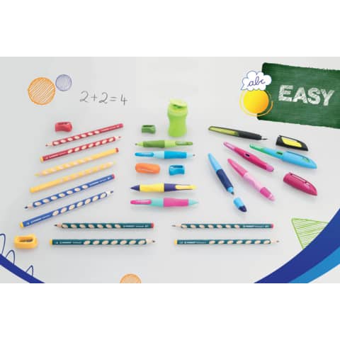 Temperamatite a 3 fori Stabilo Easy con serbatoio per mancini - conf. 3 pezzi - 4501/2